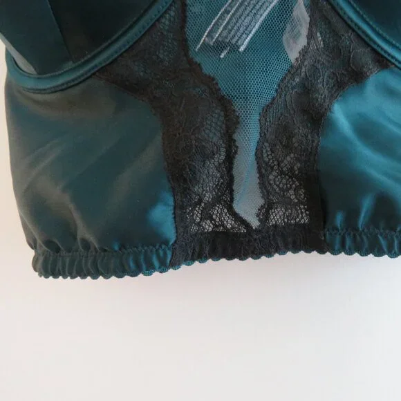 VICTORIA'S SECRET Very Sexy Push Up Corset Bra Green Satin Lace - Size 34DD NWT - Picture 7 of 16